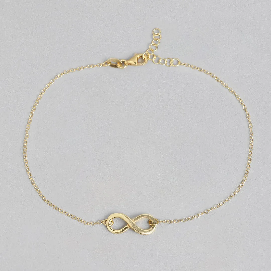 Golden Infinity Glow 925 Sterling Silver Gold-Plated Chain Anklet