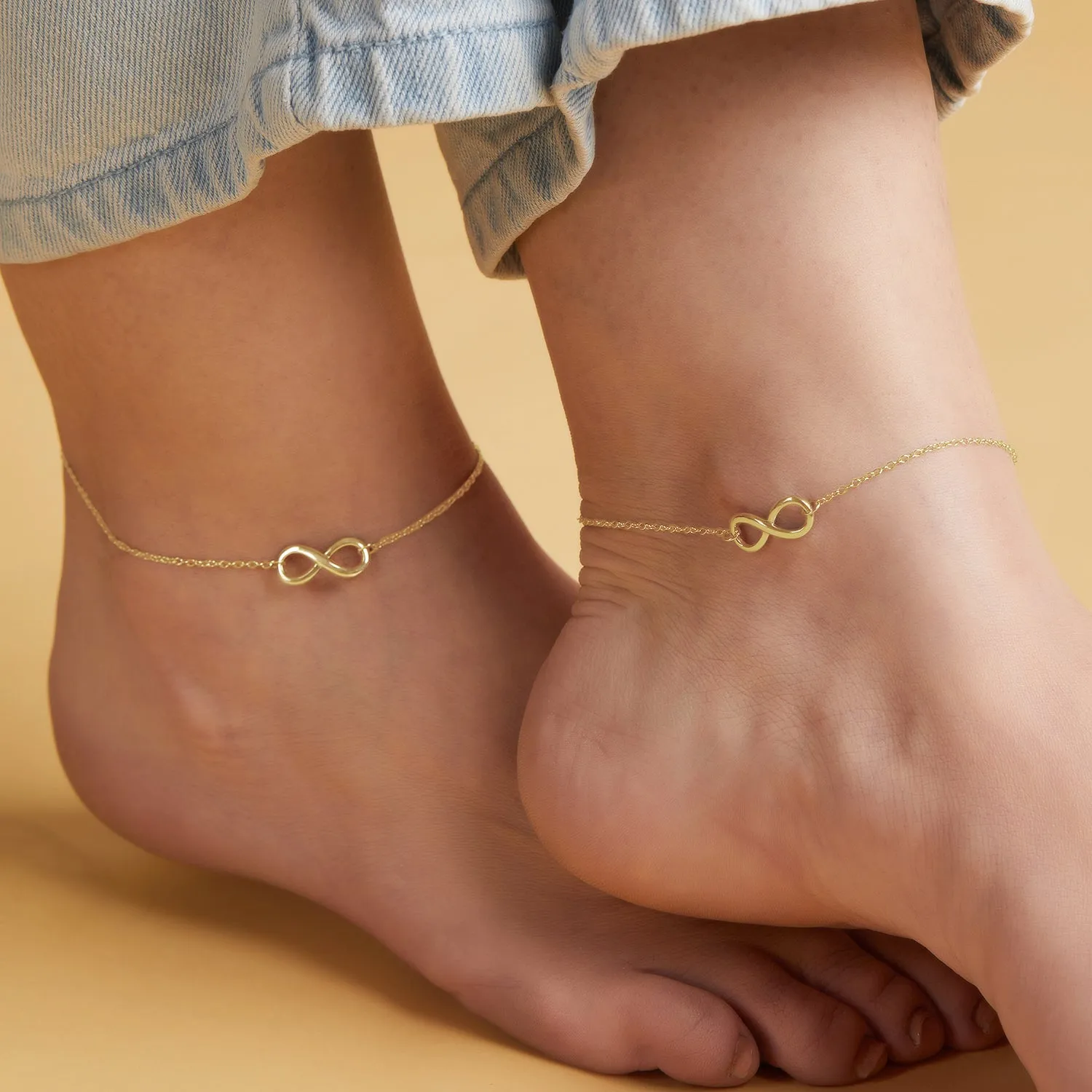 Golden Infinity Glow 925 Sterling Silver Gold-Plated Chain Anklet