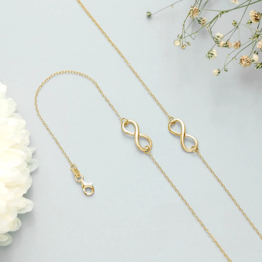 Golden Infinity Glow 925 Sterling Silver Gold-Plated Chain Anklet