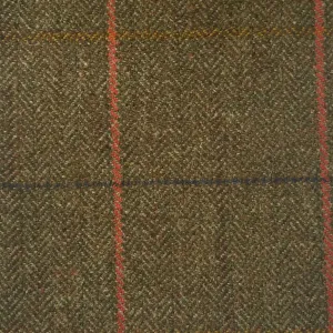 Green And Brown Herringbone With Yellow, Blue, Red And Brown Check Country Tweed Jacketing