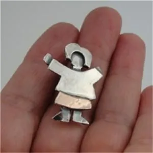 Hadar Designers Handmade 9k Yellow Gold 925 Sterling Silver Brooch Pin