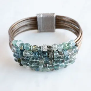 Hand Stitched Copper Infused Aquamarine Bracelet