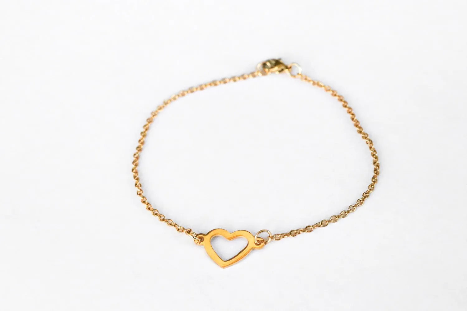 Heart anklet, gold tone chain ankle bracelet, custom size