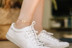 Heart anklet, gold tone chain ankle bracelet, custom size