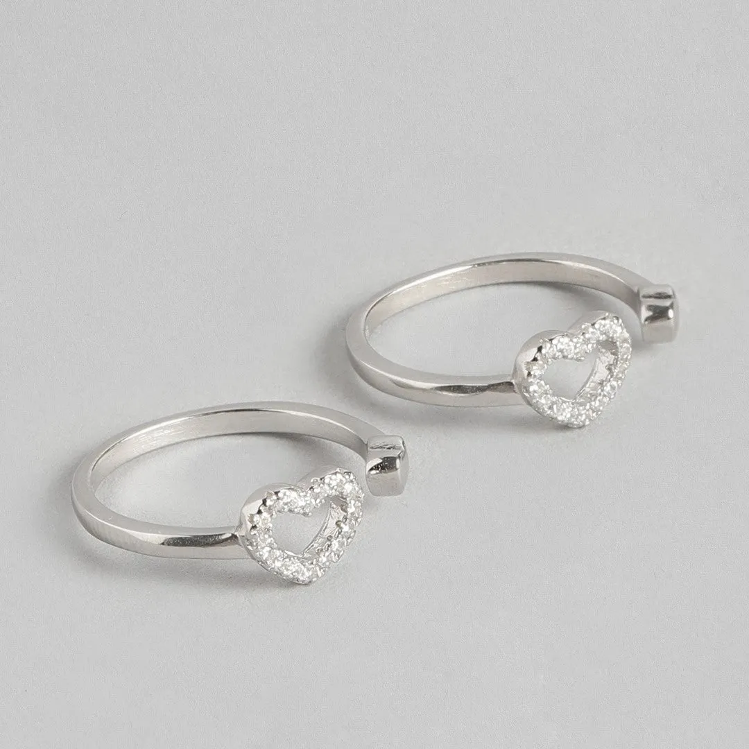 Hearts Silver Adjustable 925 Silver Toe Ring