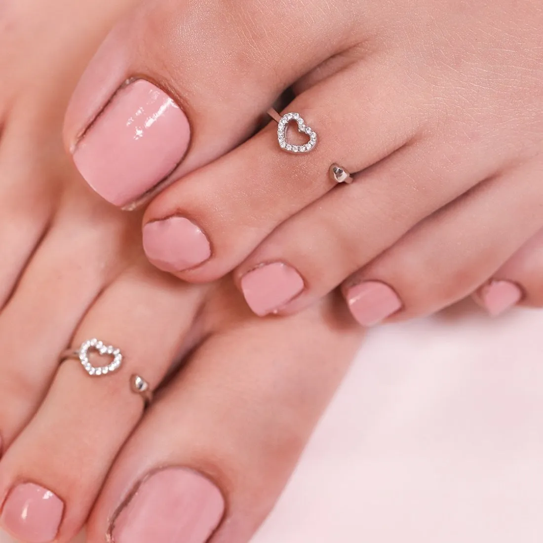 Hearts Silver Adjustable 925 Silver Toe Ring