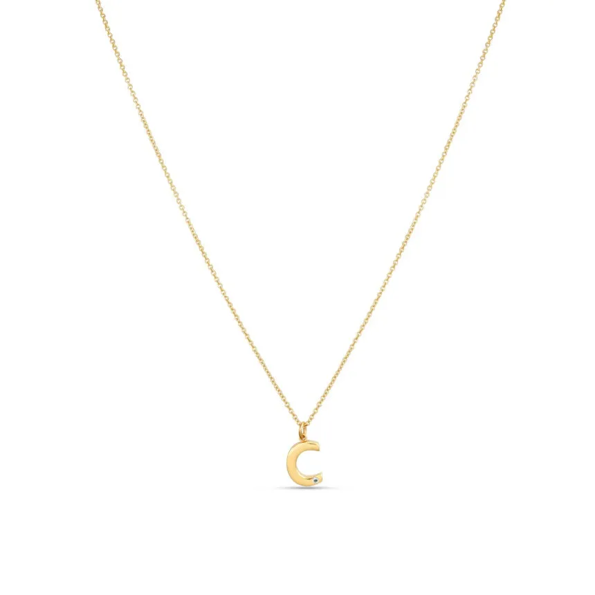 Initial Pendant With Birthstone