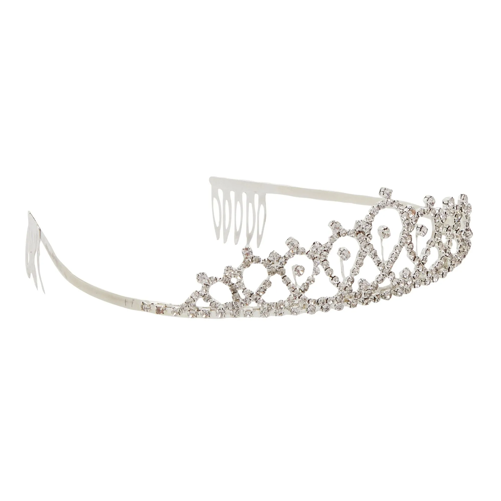 It's My Birthday Sash, Silver Rhinestone Tiara Crown, Ribbon Badge Pin for Women (White, 3 Piece Set)