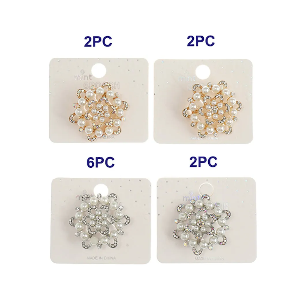 JAH44686-Rhinestone Pearl Brooch
