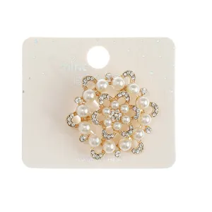 JAH44686-Rhinestone Pearl Brooch