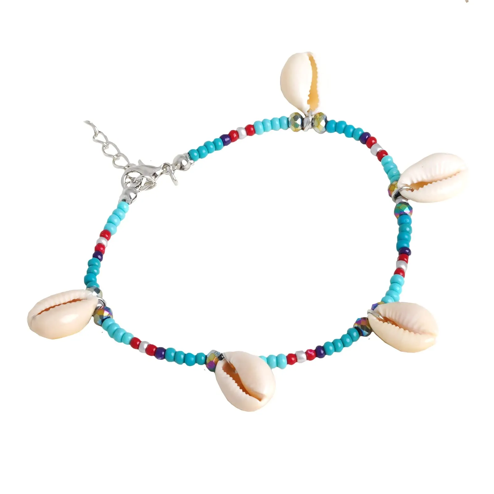 Joker & Witch Shell Blue Beaded Anklet for Women