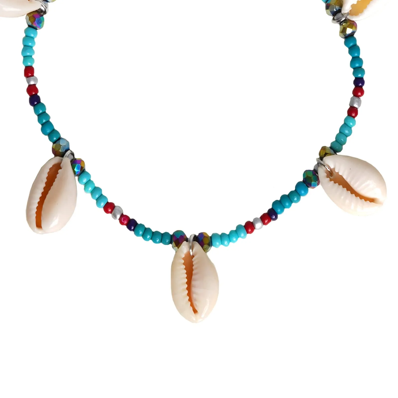 Joker & Witch Shell Blue Beaded Anklet for Women