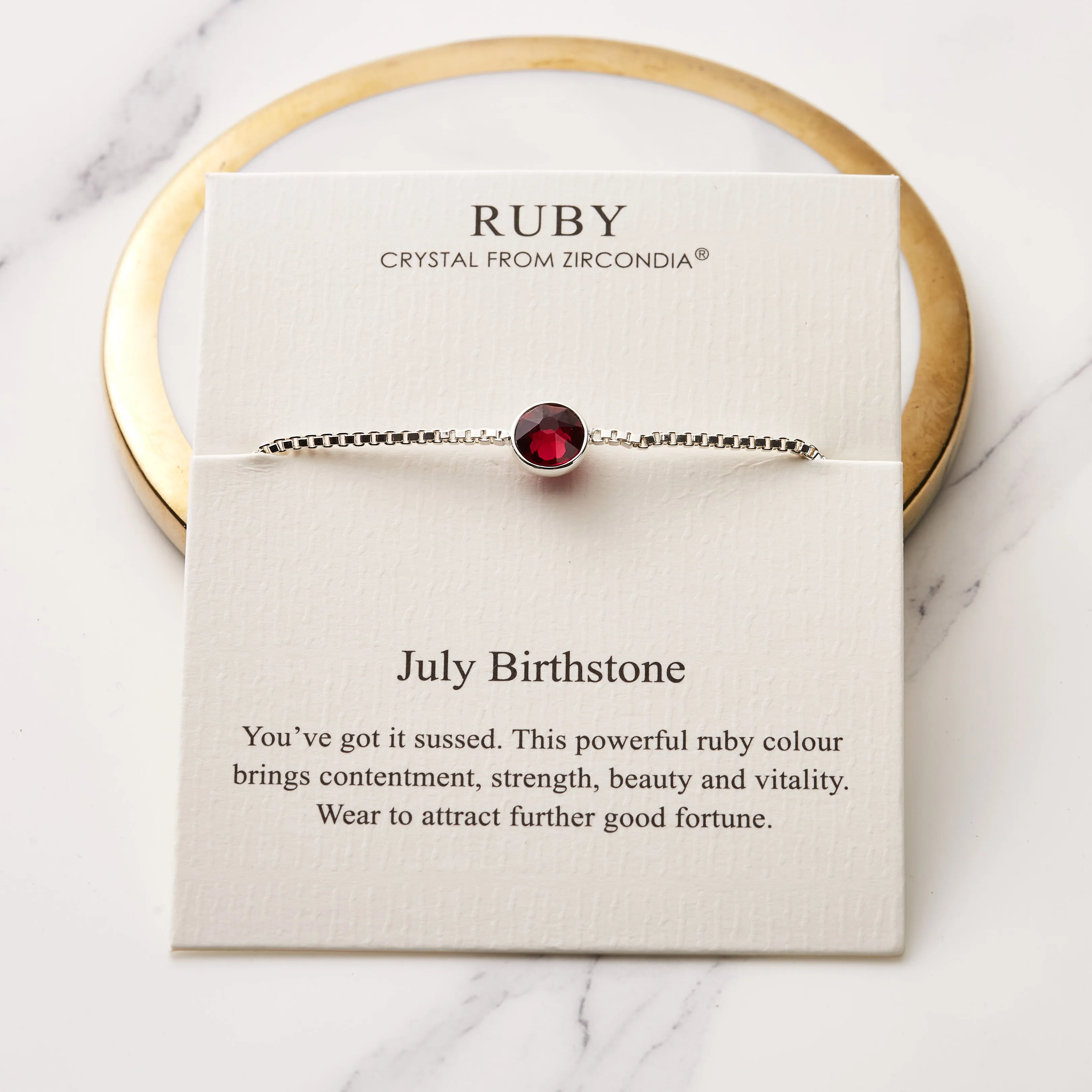 July (Ruby) Birthstone Bracelet Created with Zircondia® Crystals