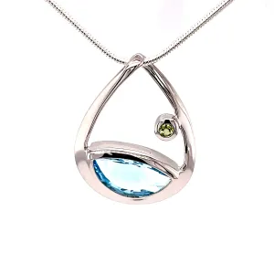 Kaleidoscope Tear Drop Pendant with Blue Topaz & Peridot