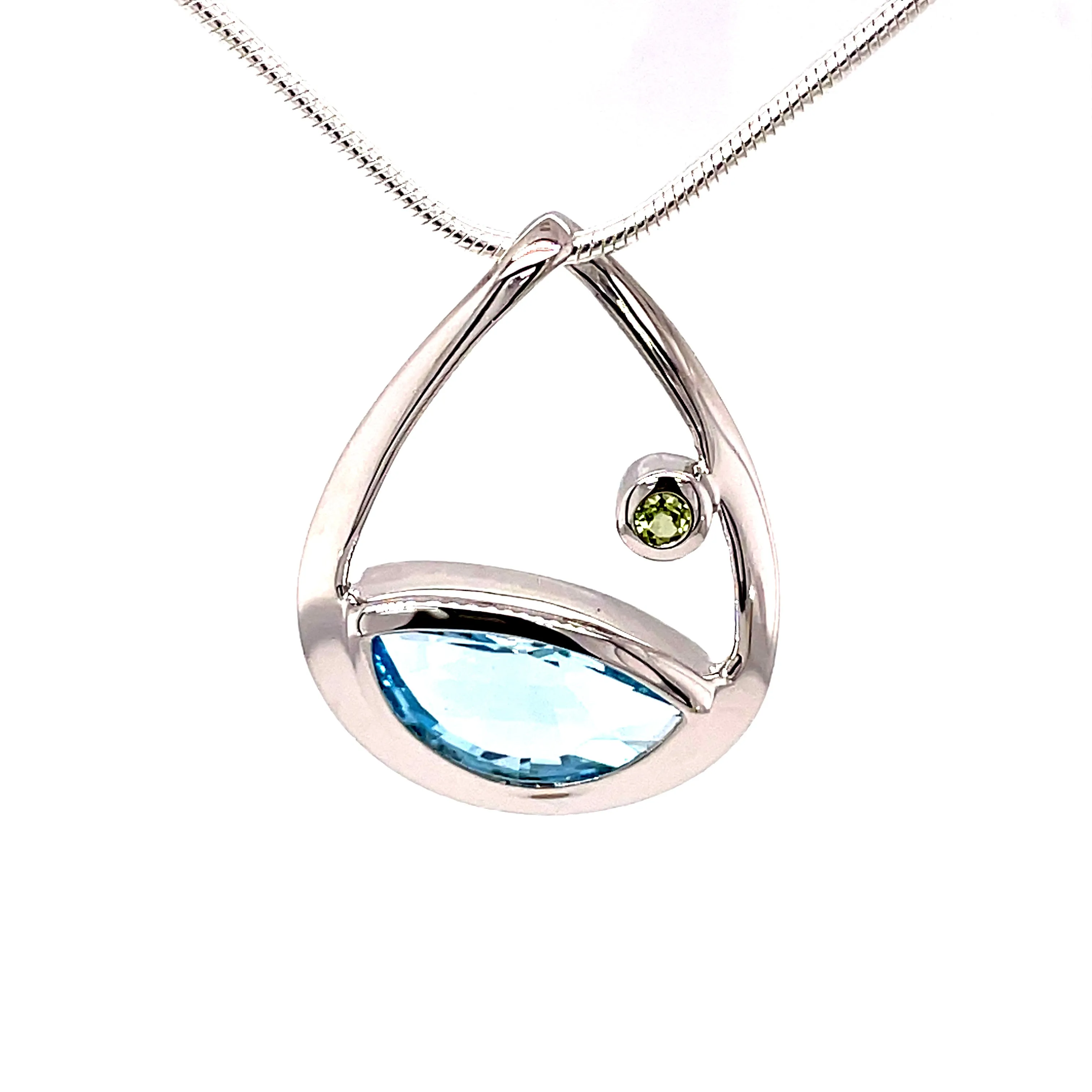 Kaleidoscope Tear Drop Pendant with Blue Topaz & Peridot