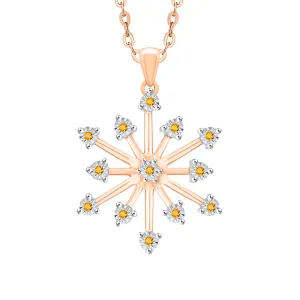 KATARINA 1/20 cttw Natural Gemstone Miracle Plate Snowflake Pendant Necklace