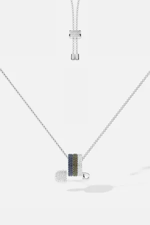 Khaki and Blue Safety Pin Adjustable Necklace