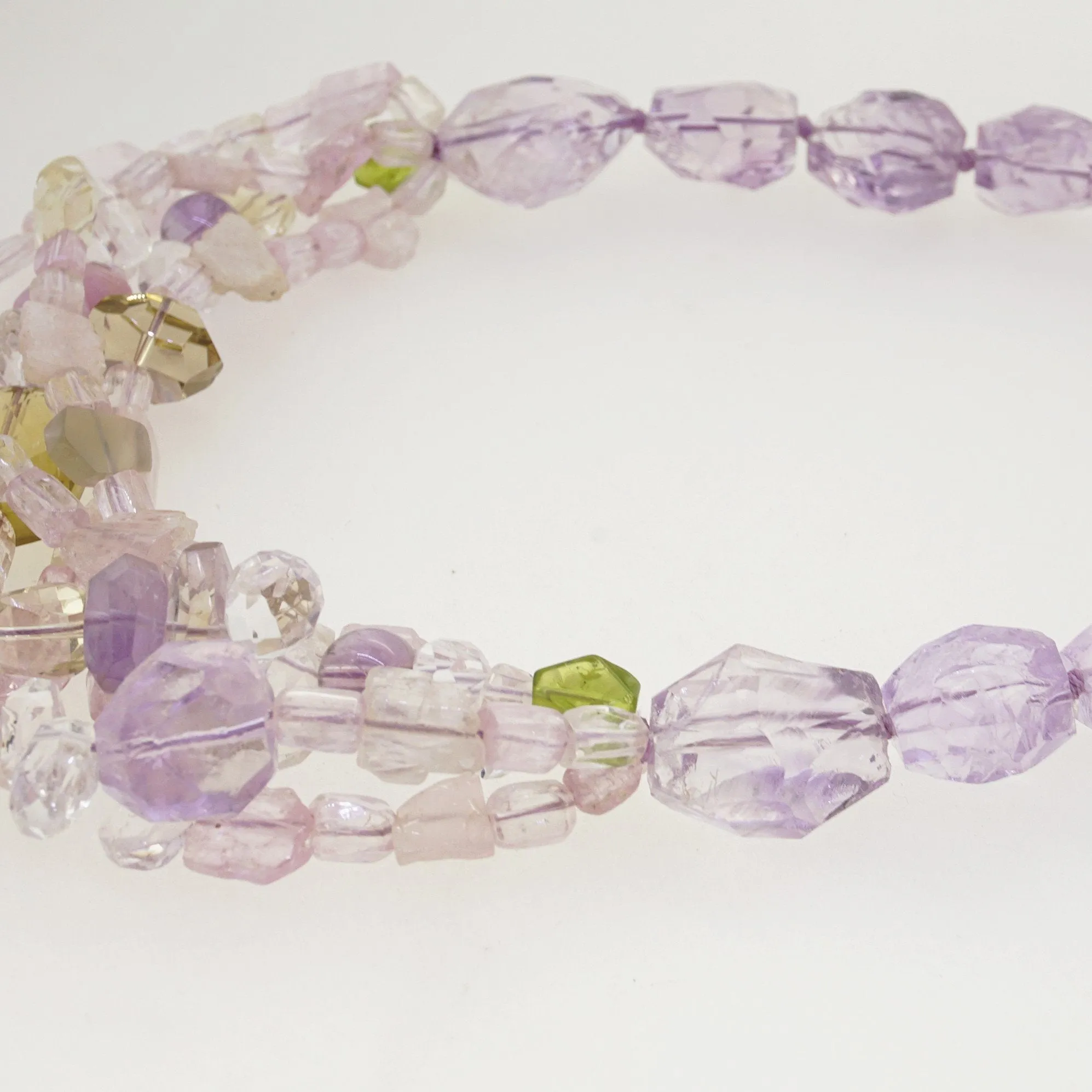 Kunzite, Lavender Amethyst, Lemon Quartz, and Peridot