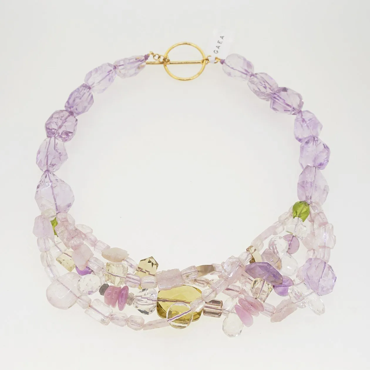 Kunzite, Lavender Amethyst, Lemon Quartz, and Peridot