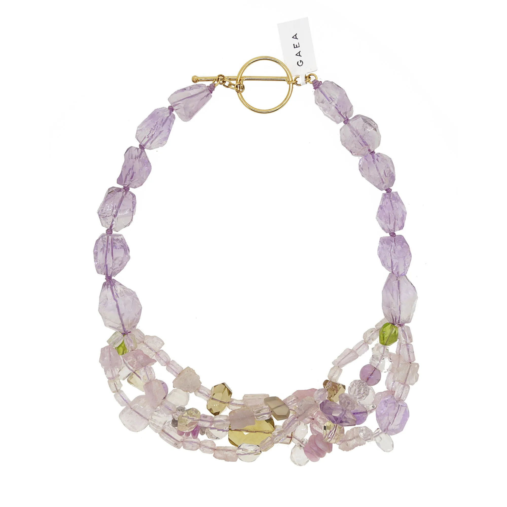 Kunzite, Lavender Amethyst, Lemon Quartz, and Peridot