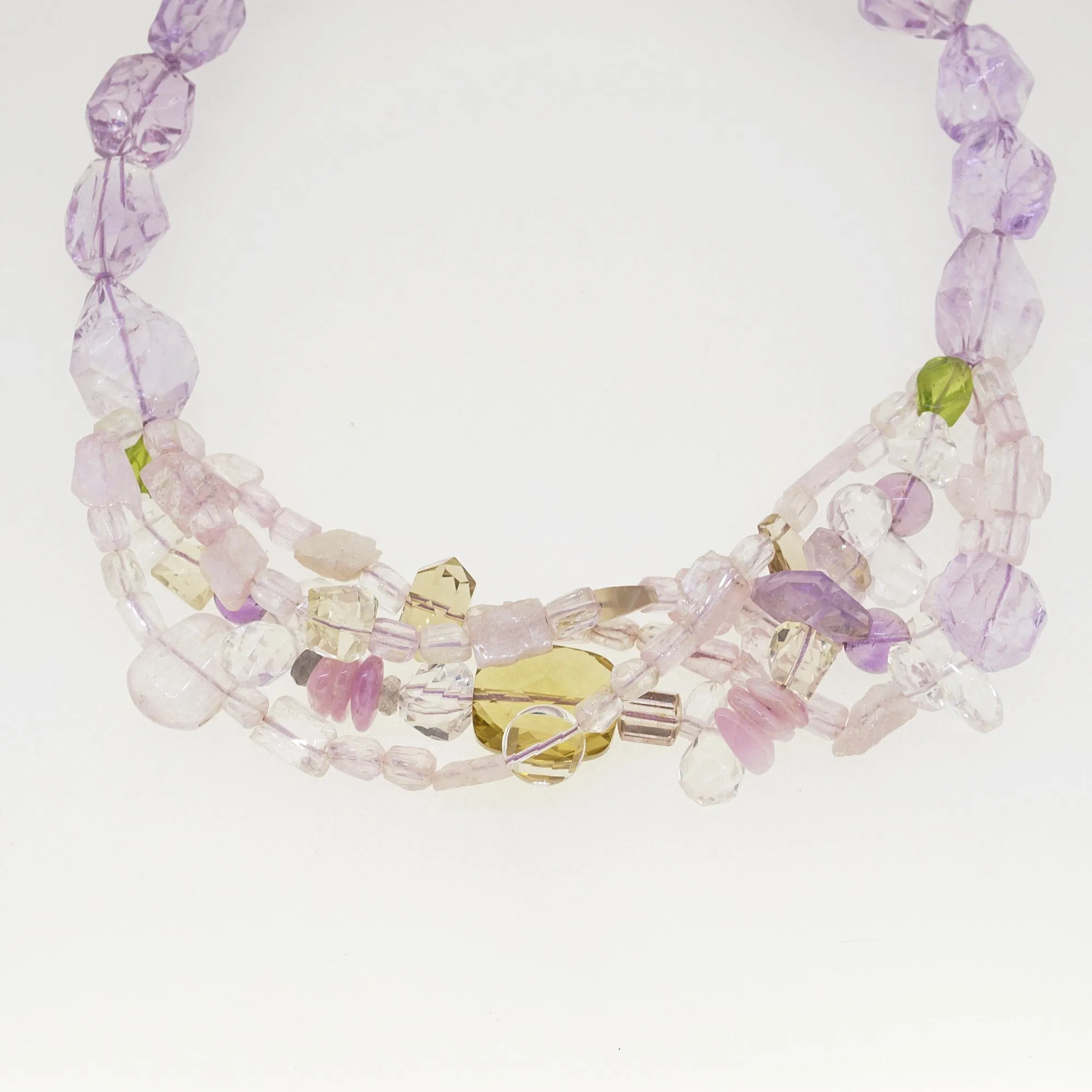 Kunzite, Lavender Amethyst, Lemon Quartz, and Peridot