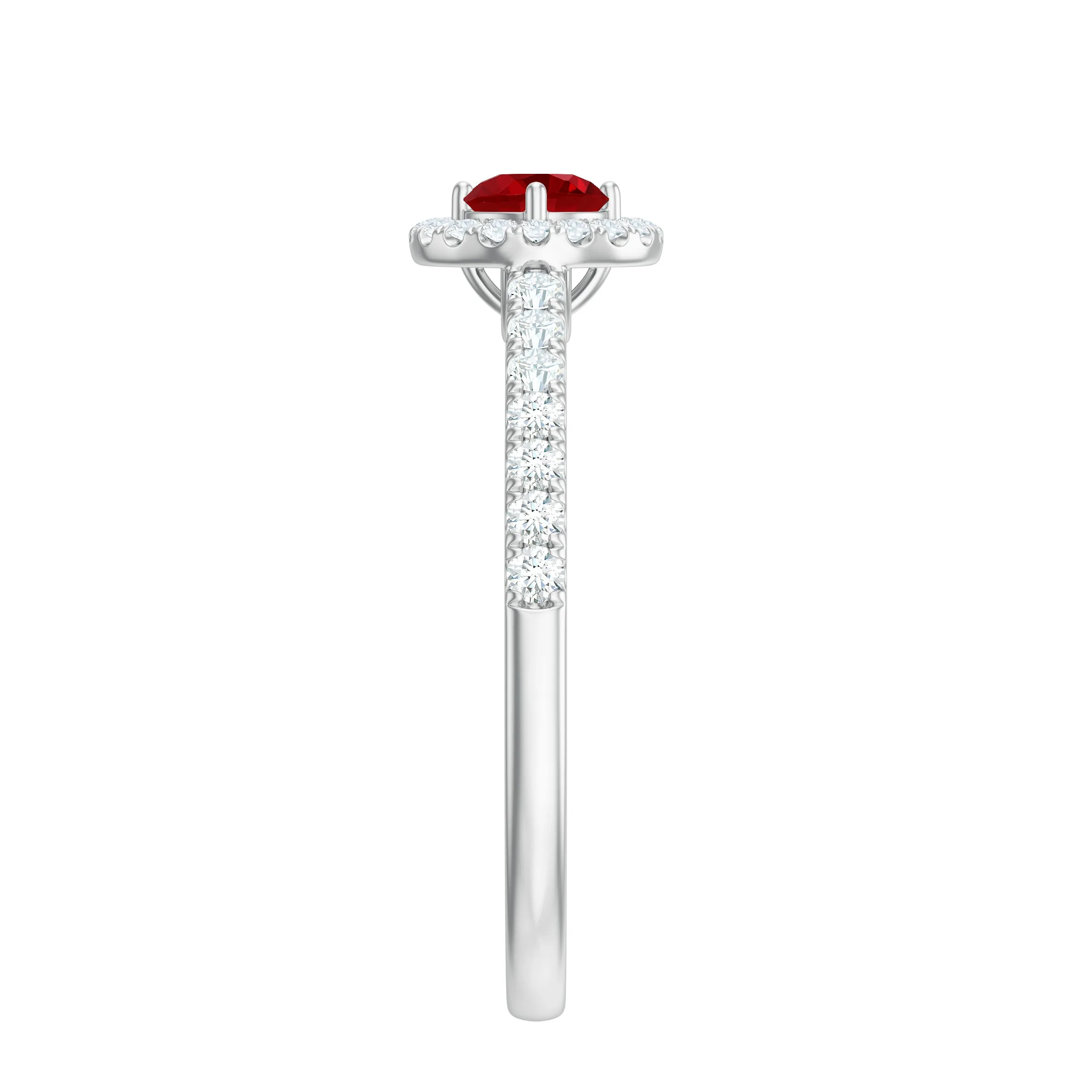 Lab-Created Ruby and Diamond Engagement Ring