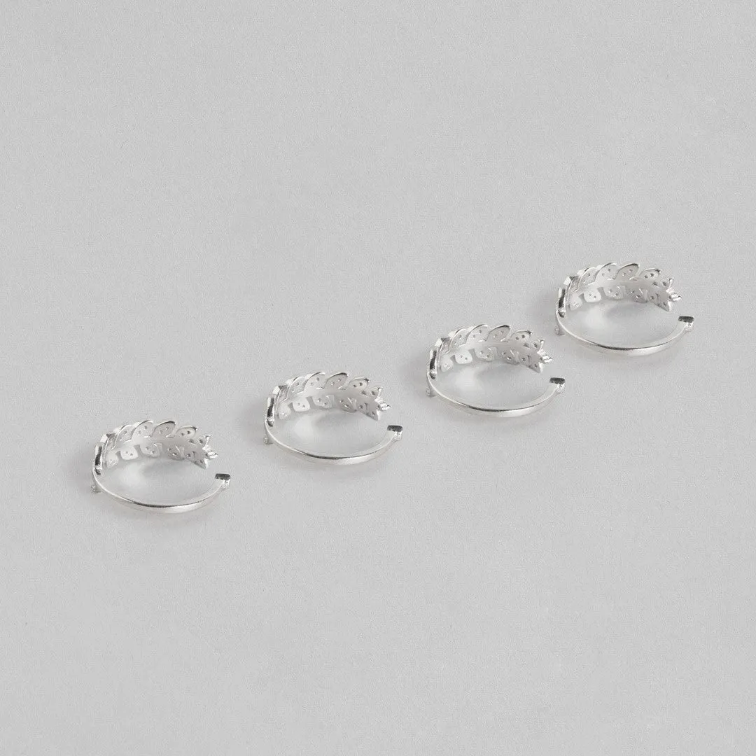 Leafy Silver Adjustable 925 Silver Toe Ring Combo