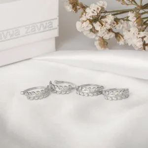 Leafy Silver Adjustable 925 Silver Toe Ring Combo