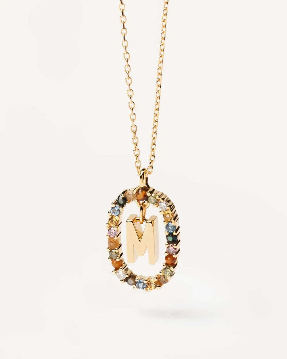 Letter M Circle Necklace