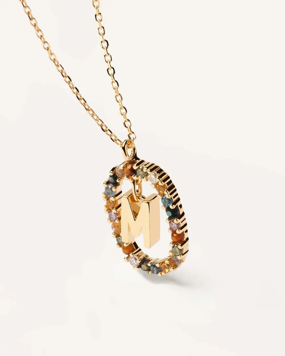 Letter M Circle Necklace