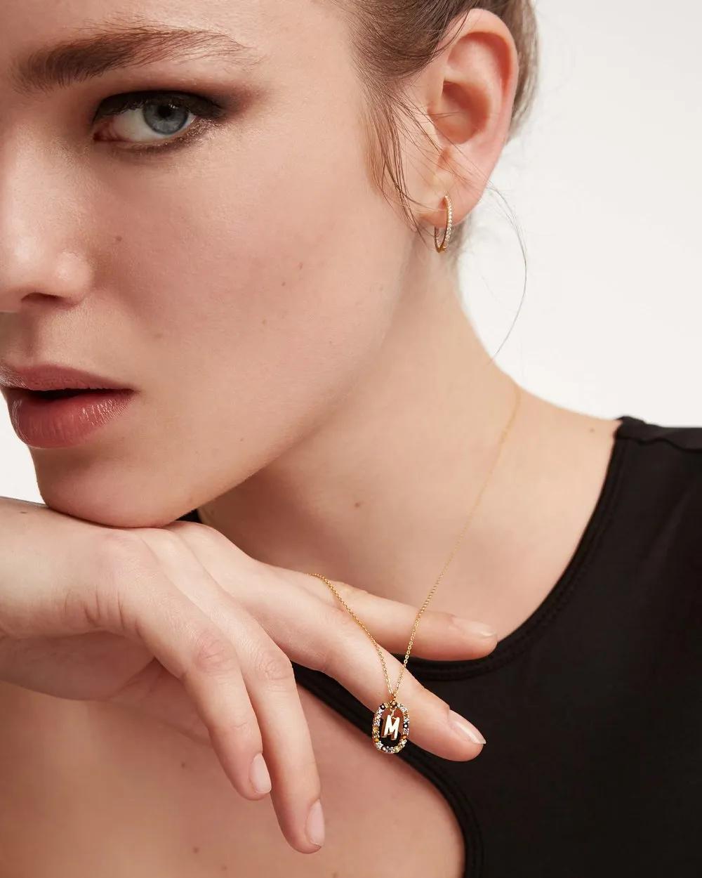 Letter M Circle Necklace