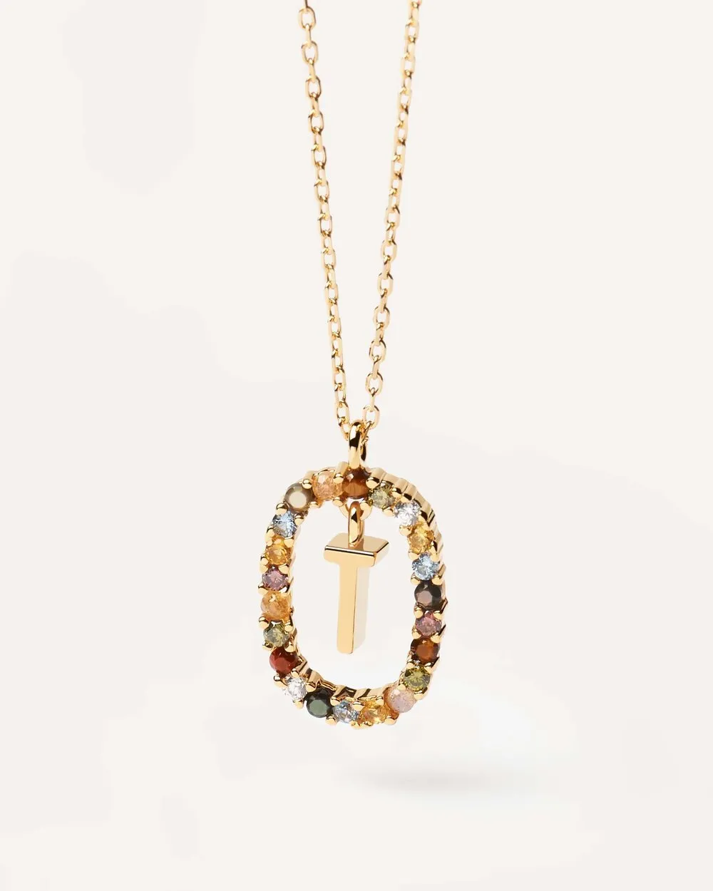 Letter T Circle Necklace