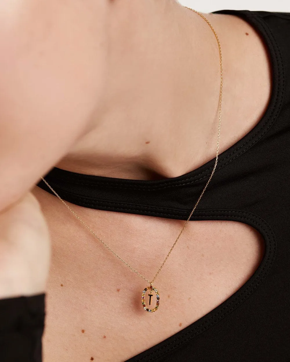 Letter T Circle Necklace