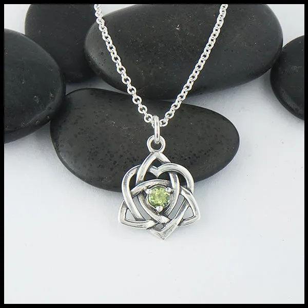 Limited Edition Peridot Trinity Knot Heart Pendant