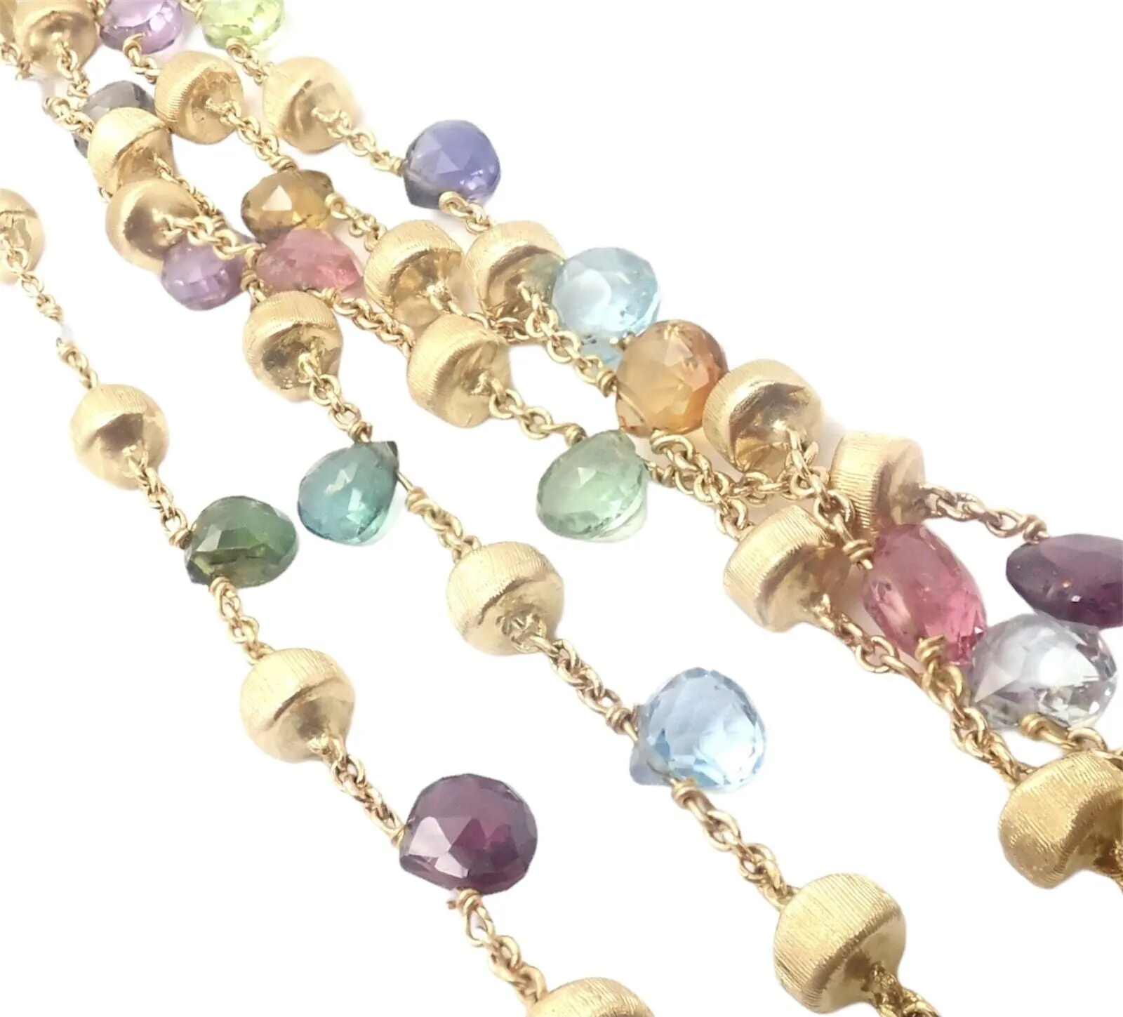 Marco Bicego 18k Yellow Gold Paradise Multicolor Gems 5 Strand Necklace 16"