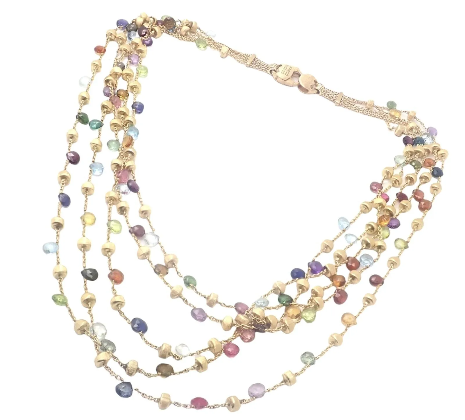Marco Bicego 18k Yellow Gold Paradise Multicolor Gems 5 Strand Necklace 16"