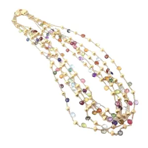 Marco Bicego 18k Yellow Gold Paradise Multicolor Gems 5 Strand Necklace 16"