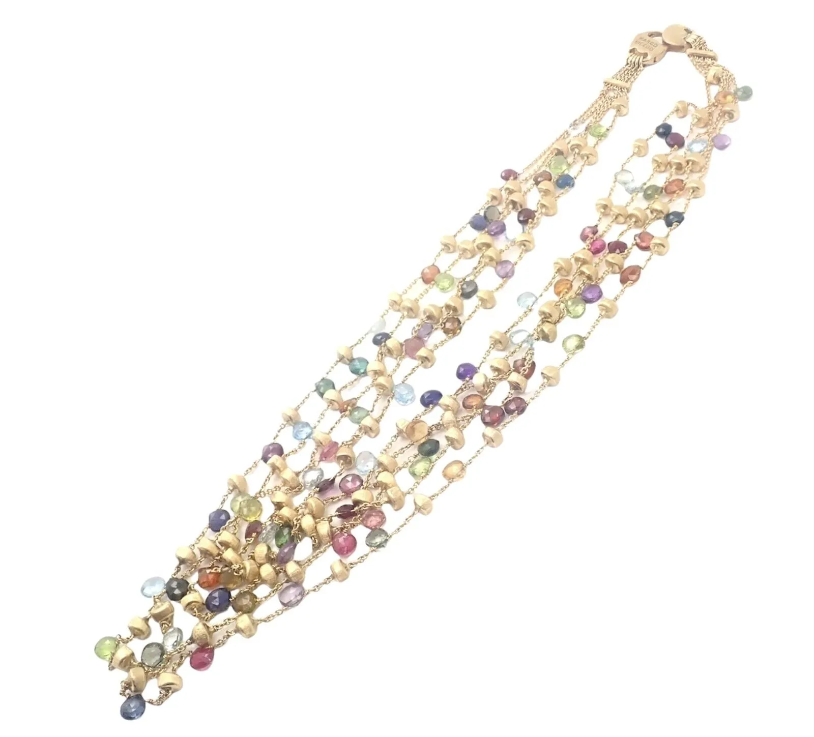 Marco Bicego 18k Yellow Gold Paradise Multicolor Gems 5 Strand Necklace 16"