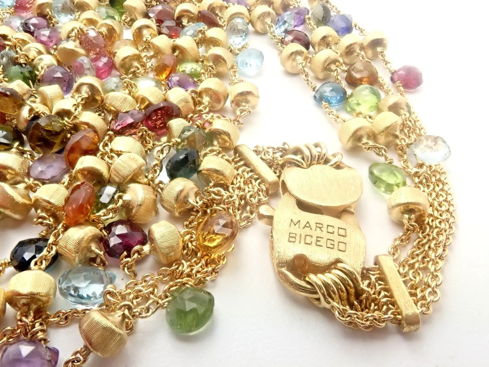 Marco Bicego 18k Yellow Gold Paradise Multicolor Gems 5 Strand Necklace 16"
