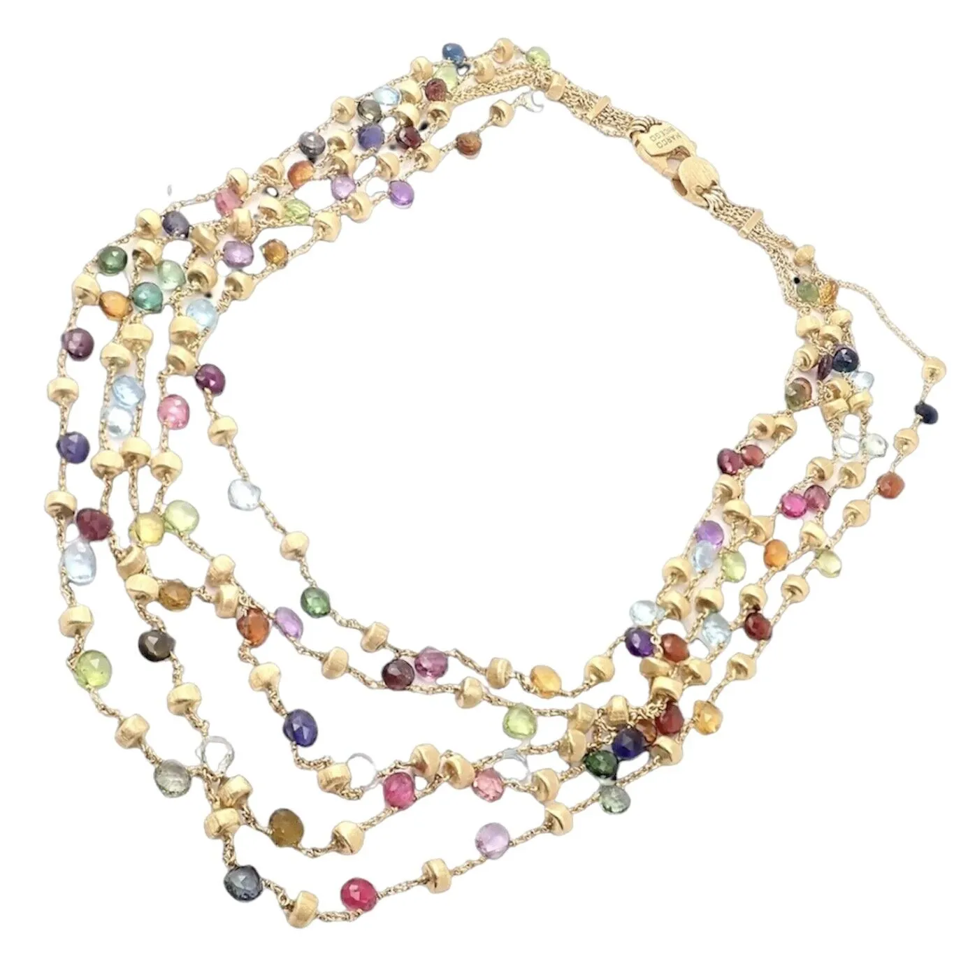 Marco Bicego 18k Yellow Gold Paradise Multicolor Gems 5 Strand Necklace 16"