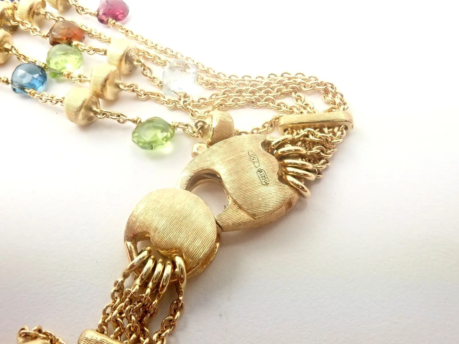 Marco Bicego 18k Yellow Gold Paradise Multicolor Gems 5 Strand Necklace 16"