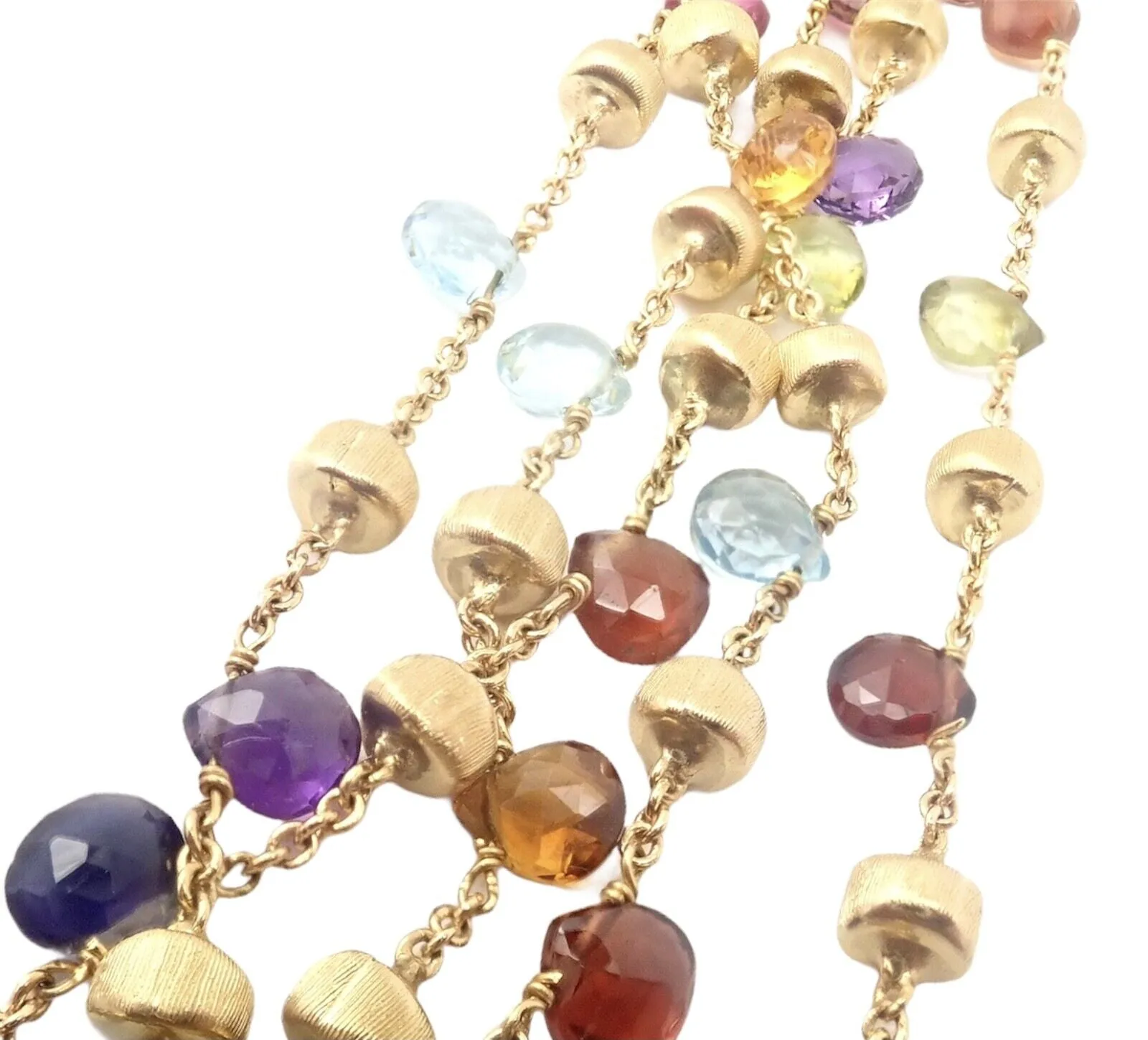 Marco Bicego 18k Yellow Gold Paradise Multicolor Gems 5 Strand Necklace 16"