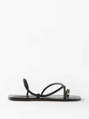 Metal toe-ring & leather sandals