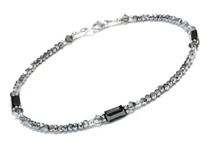 Metallic Dark Gray Anklet - Sterling Silver - 9 - 10 - 11 - 12 Inches