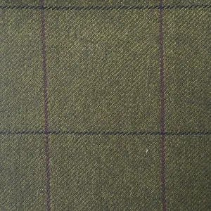Mucky Green With Purple And Navy Check Country Tweed Jacketing