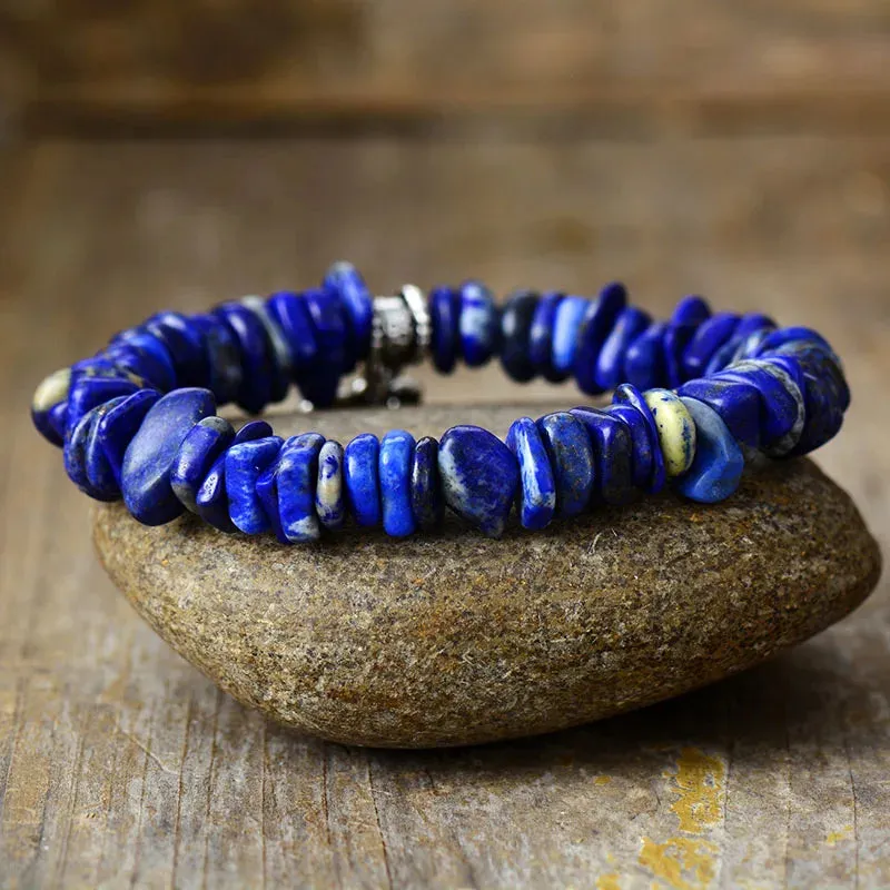 Natural Labradorite Heart Charm Stretch Gemstone Bracelet