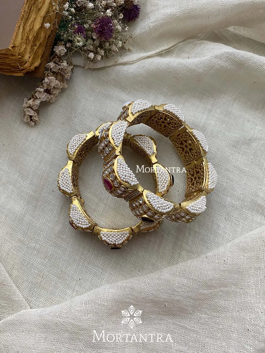 Navratna Gold Plated Jadau Kundan Bangles - MB141N