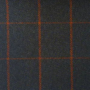 Navy And Brown With Orange Check Country Tweed Jacketing