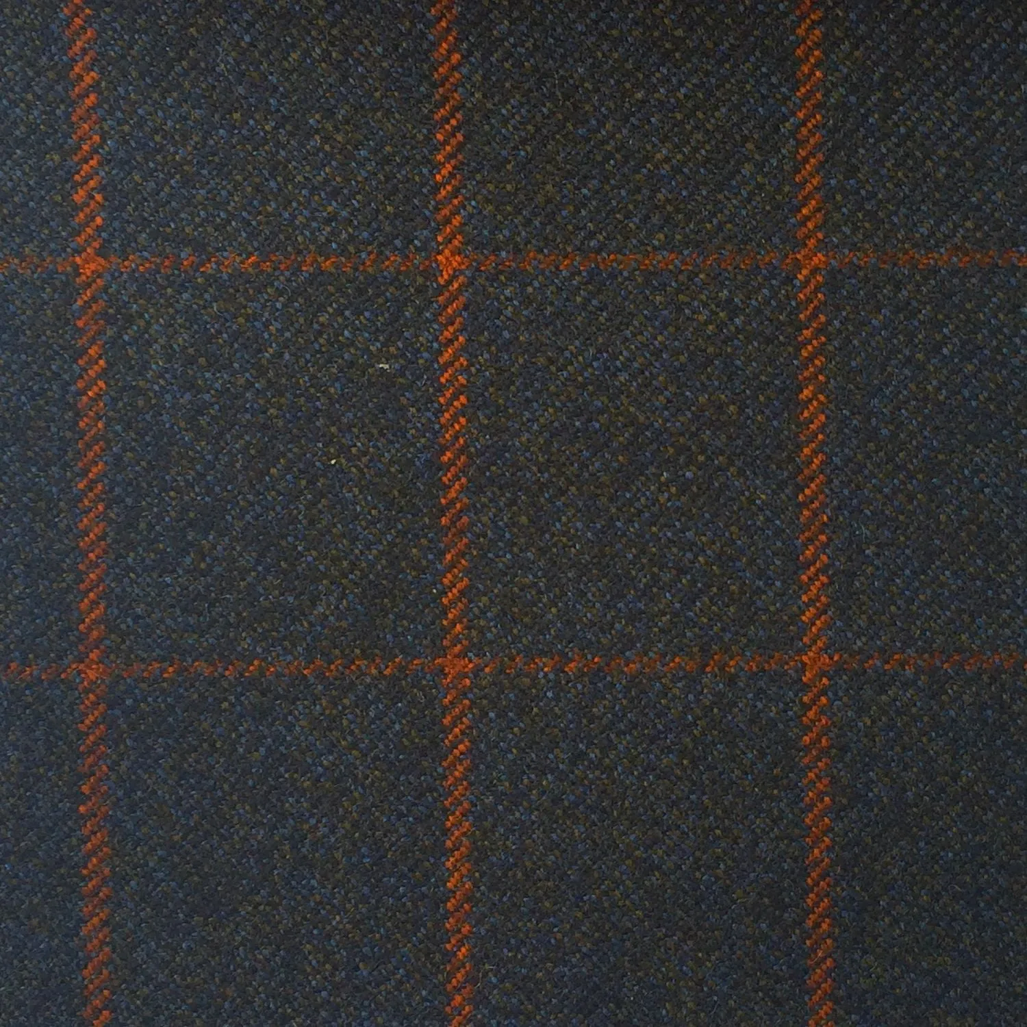 Navy And Brown With Orange Check Country Tweed Jacketing
