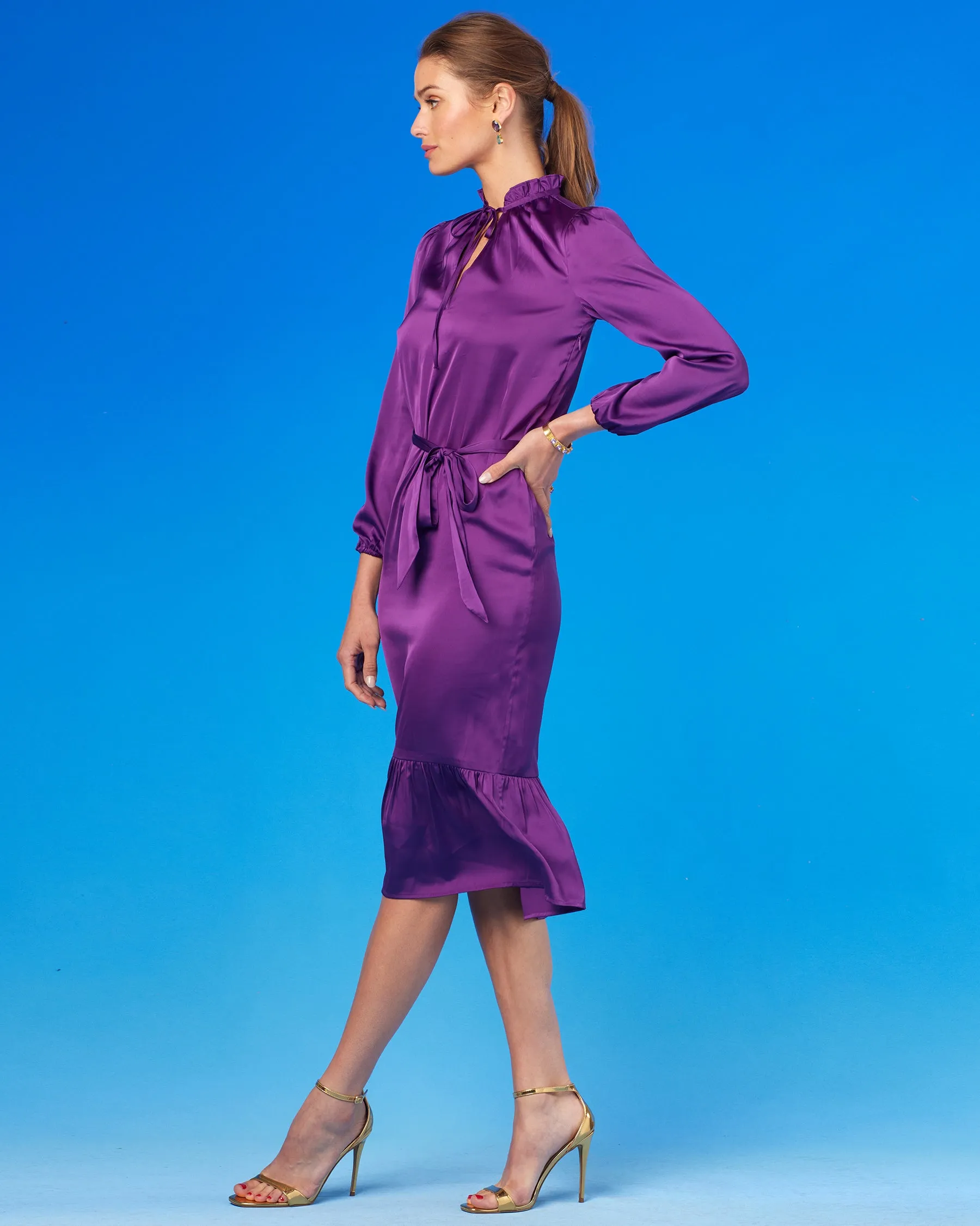 Olivia Midi Dress in Deep Purple